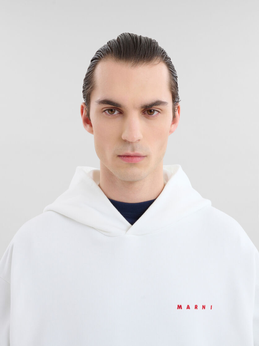 White organic cotton hoodie with wrinkled Marni logo - Sweaters - Image 4