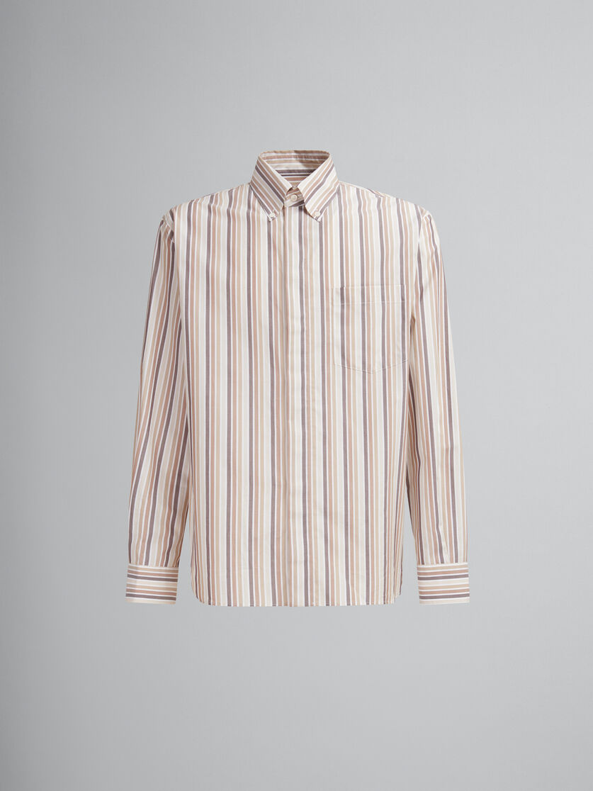 Pink striped organic poplin shirt - Shirts - Image 1