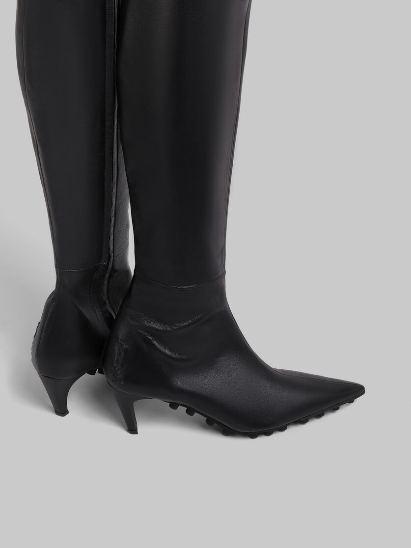 Black nappa knee-high Spike boot - Boots - Image 4