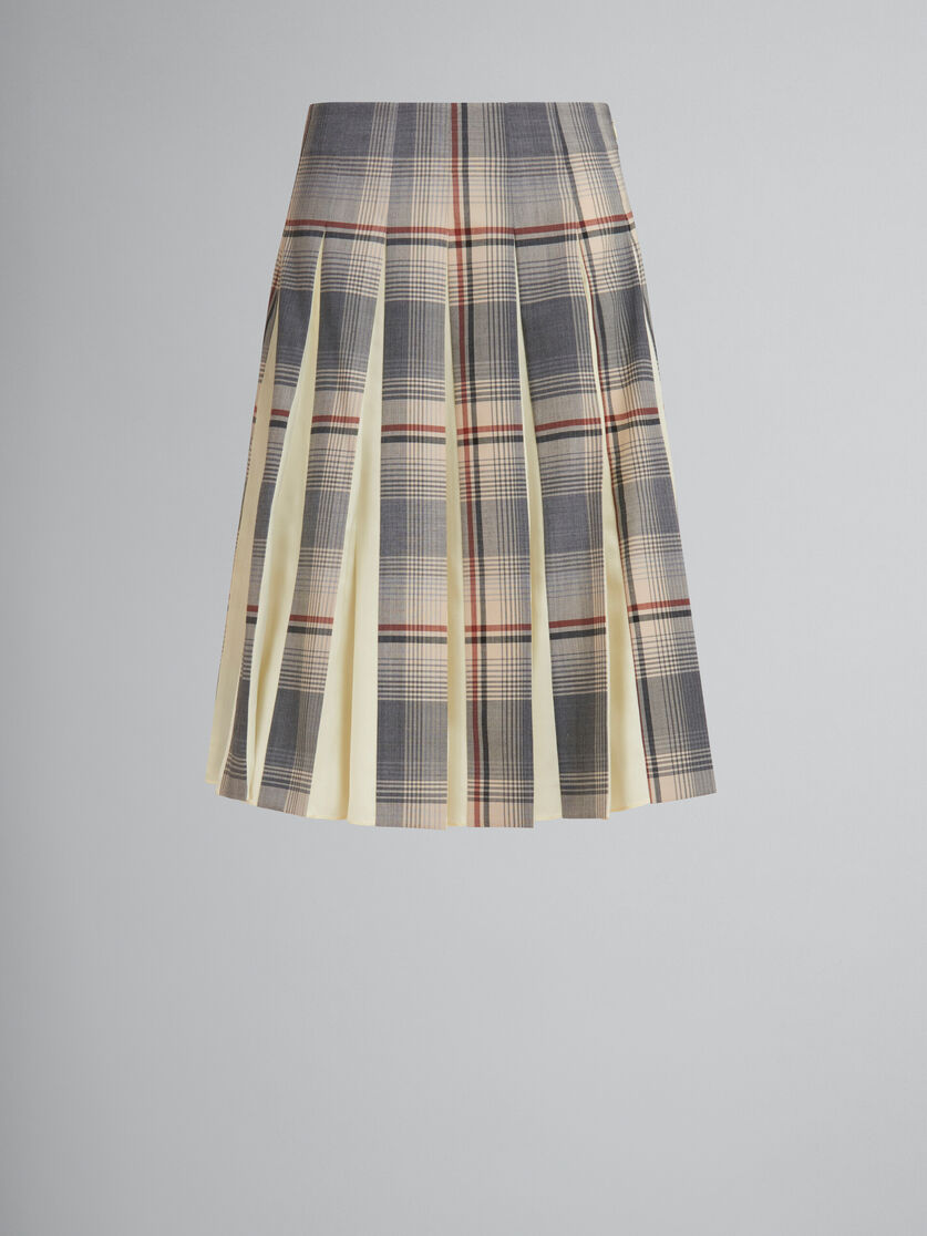 Grey checked wool skirt with pleats - Skirts - Image 1