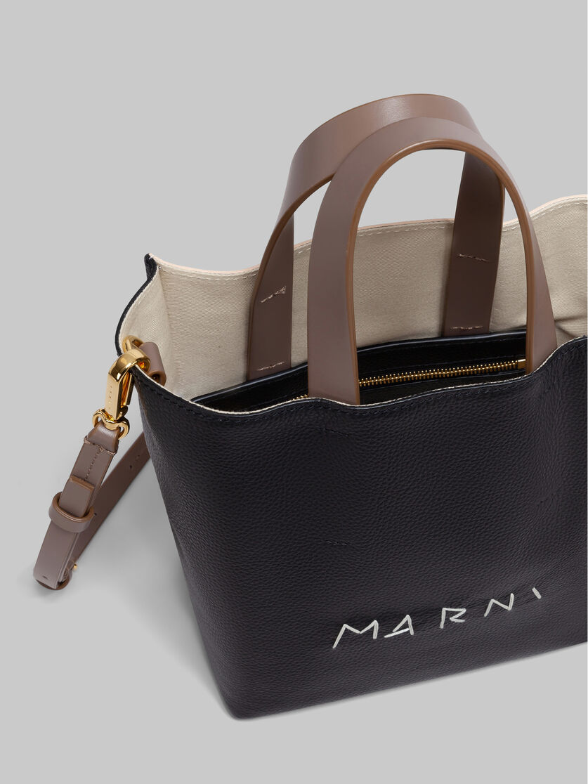 Museo Soft Mini Bag in ivory and brown leather with Marni mending - Shopping Bags - Image 4