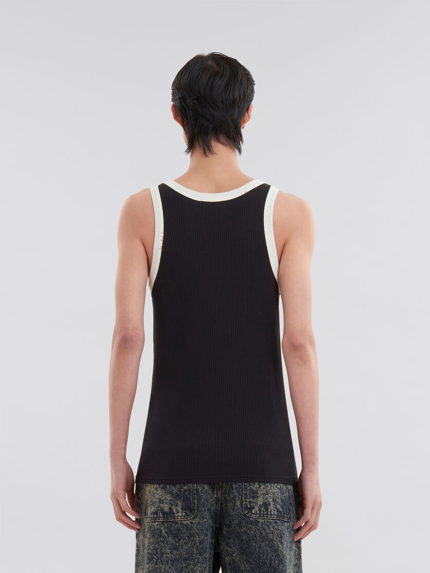 Black ribbed cotton tank top with Marni mending - Shirts - Image 3