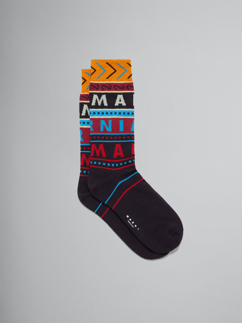 Schwarze Baumwollsocken mit verschiedenen Logos - Socken - Image 1