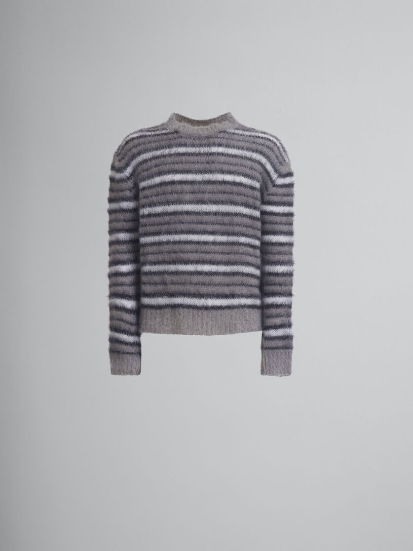 Grau gestreifter Pullover aus Mohair - Pullover - Image 1