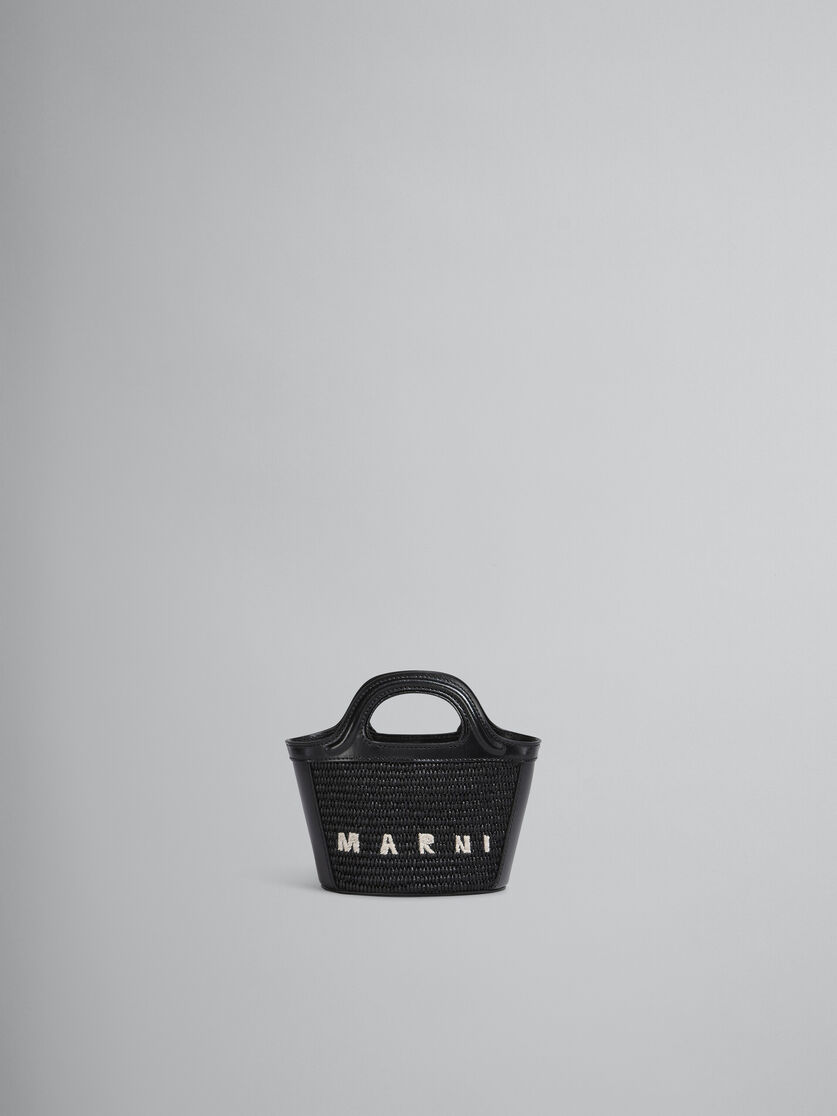 Tropicalia Micro Bag in light blue leather and raffia-effect fabric - Handbag - Image 1