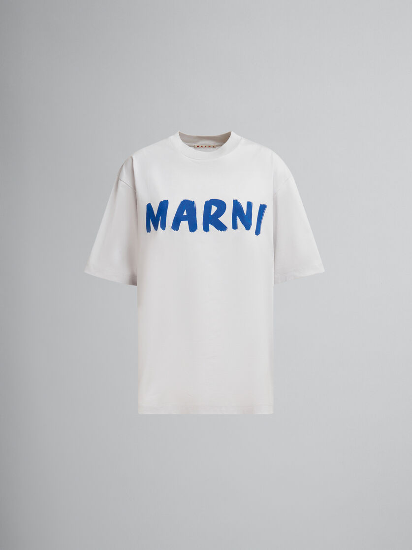 로고 장식 블루 유기농 코튼 티셔츠 - 티셔츠 - Image 1