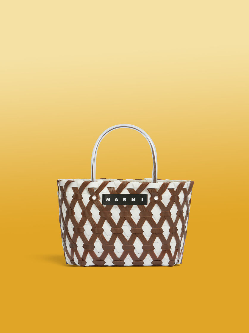 Borsa MARNI MARKET in intrecciato a rombi azzurro - Borse shopping - Image 1