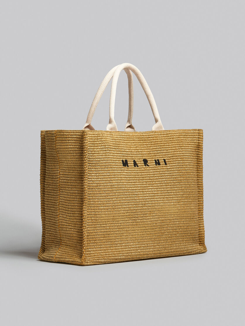 Large Tote in natural-coloured raffia-effect fabric - Shopping Bags - Image 6