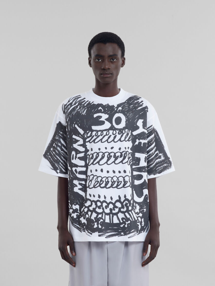 White organic cotton t-shirt with Marni 30th Anniversary print - Shirts - Image 2