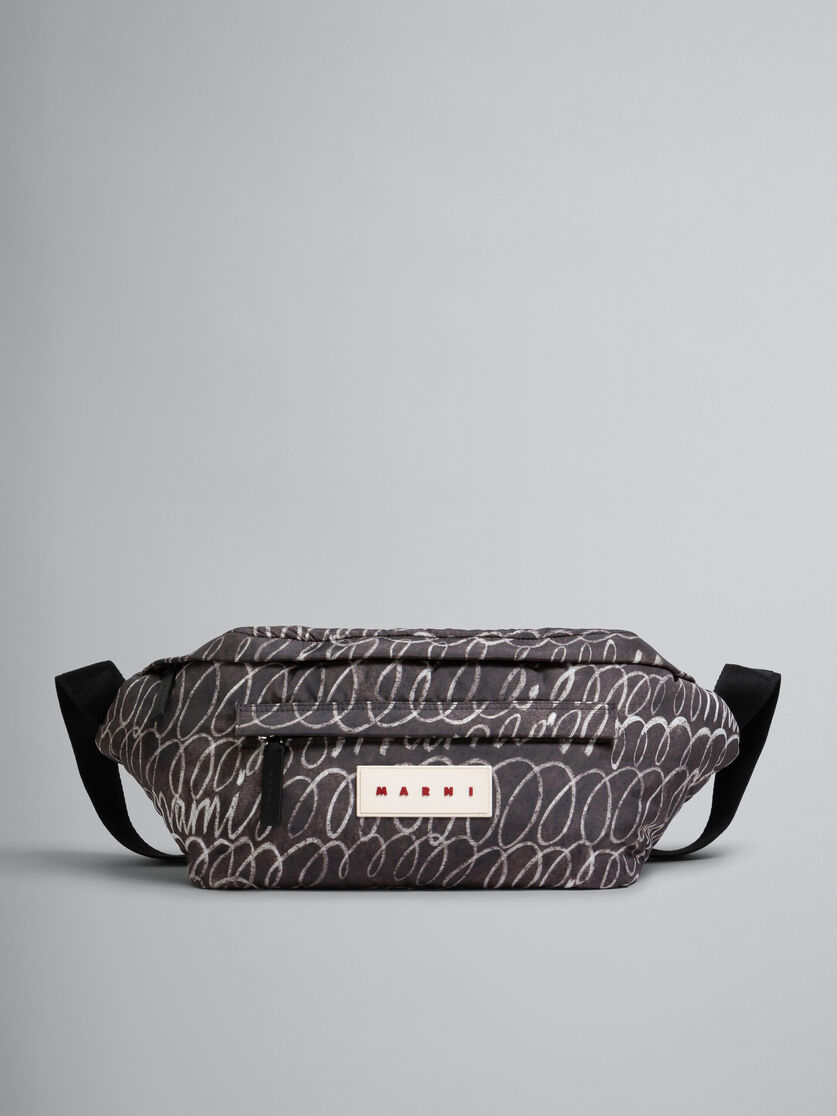 Black Puff belt bag with Marni Scribble print - Belt Bags - Image 1