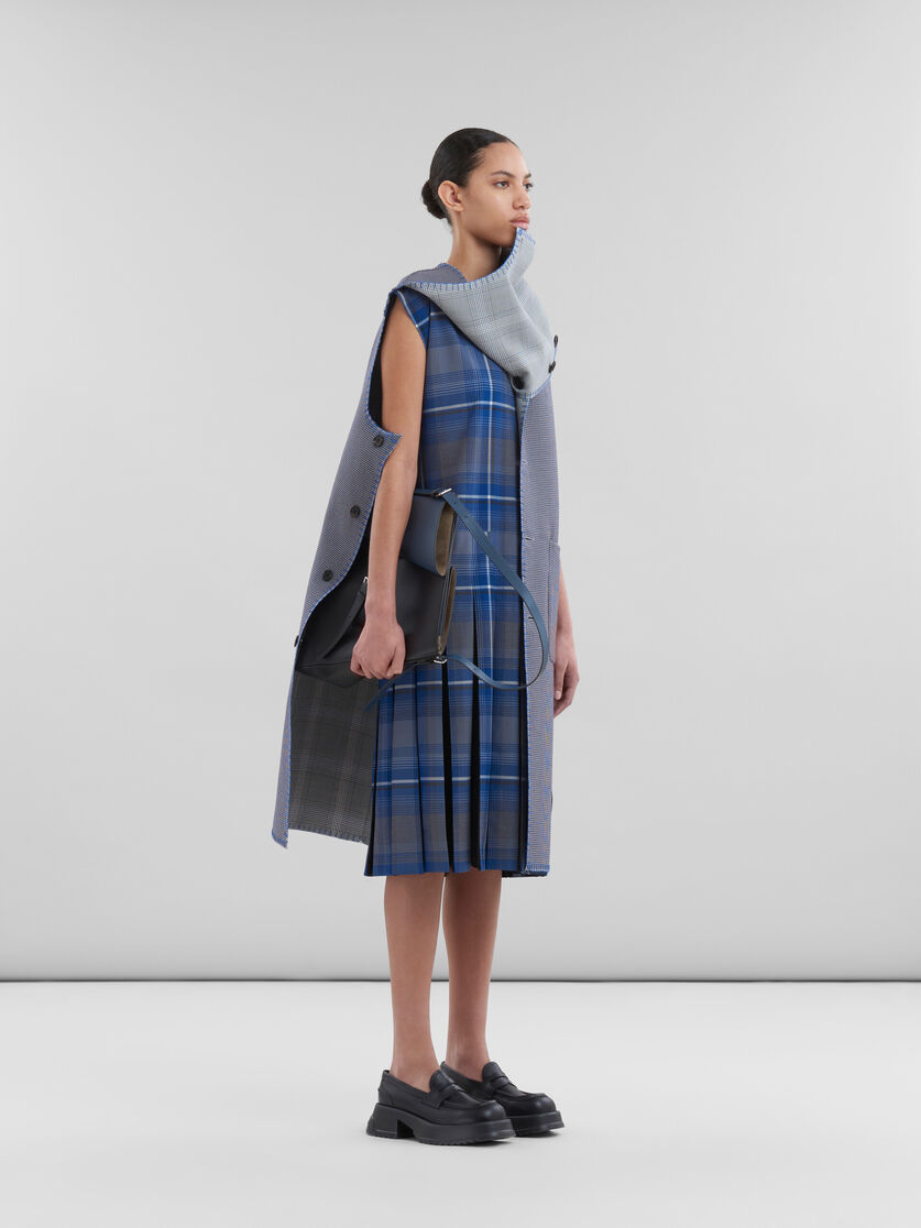 Blue checked wool reversible sleeveless jacket - Waistcoats - Image 6