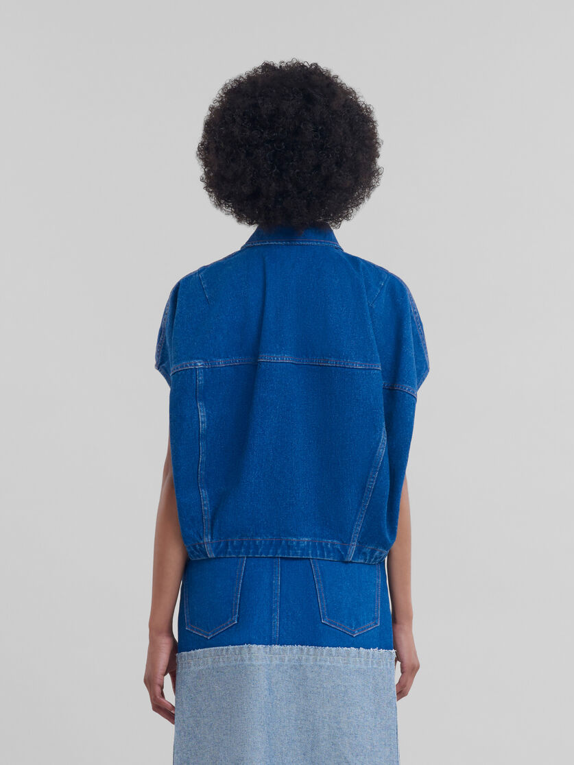 Veste à manches courtes en denim biologique bleu avec patch effet raccommodé Marni - Manteaux - Image 3
