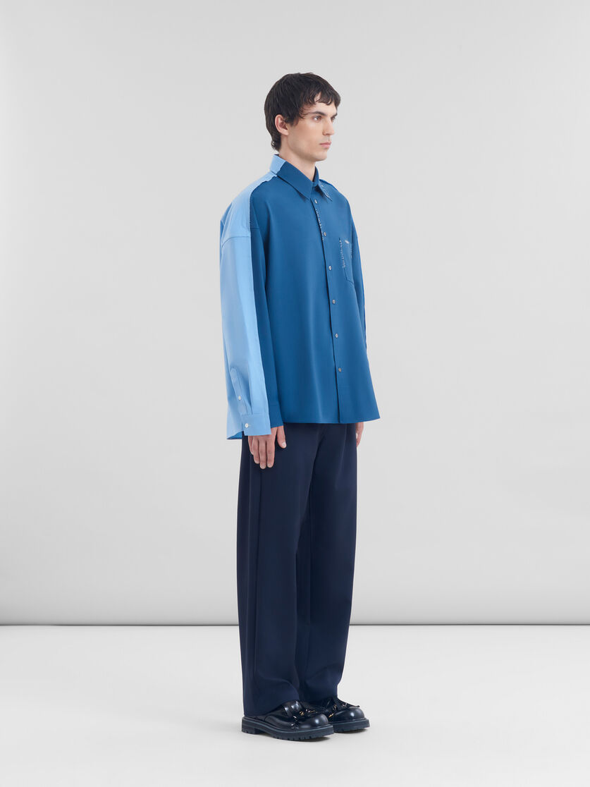 Blue wool shirt with contrast back - Shirts - Image 5