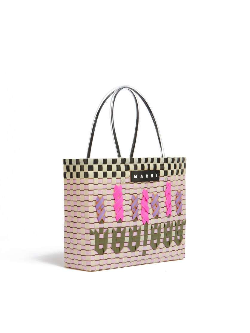 Borsa MARNI MARKET in intrecciato rosa con fiori - Borse shopping - Image 2