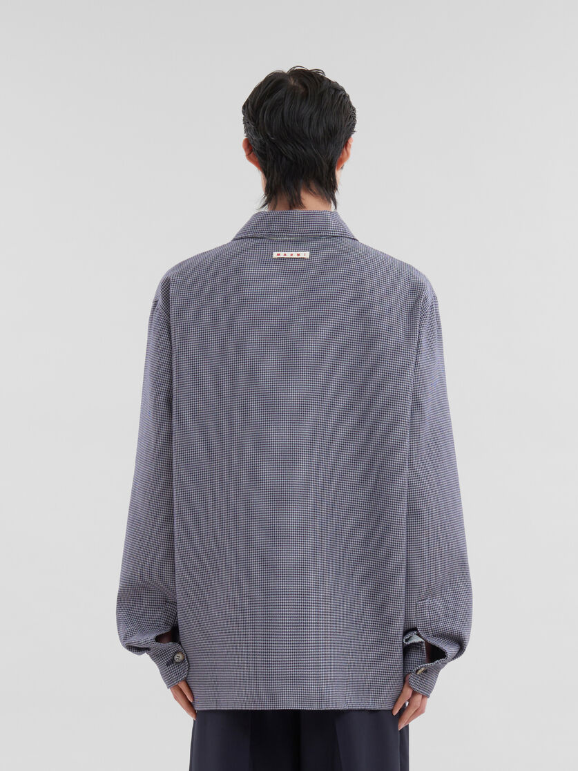 ブルー 千鳥格子 ウール製シャツ、ポケット付き - シャツ - Image 3