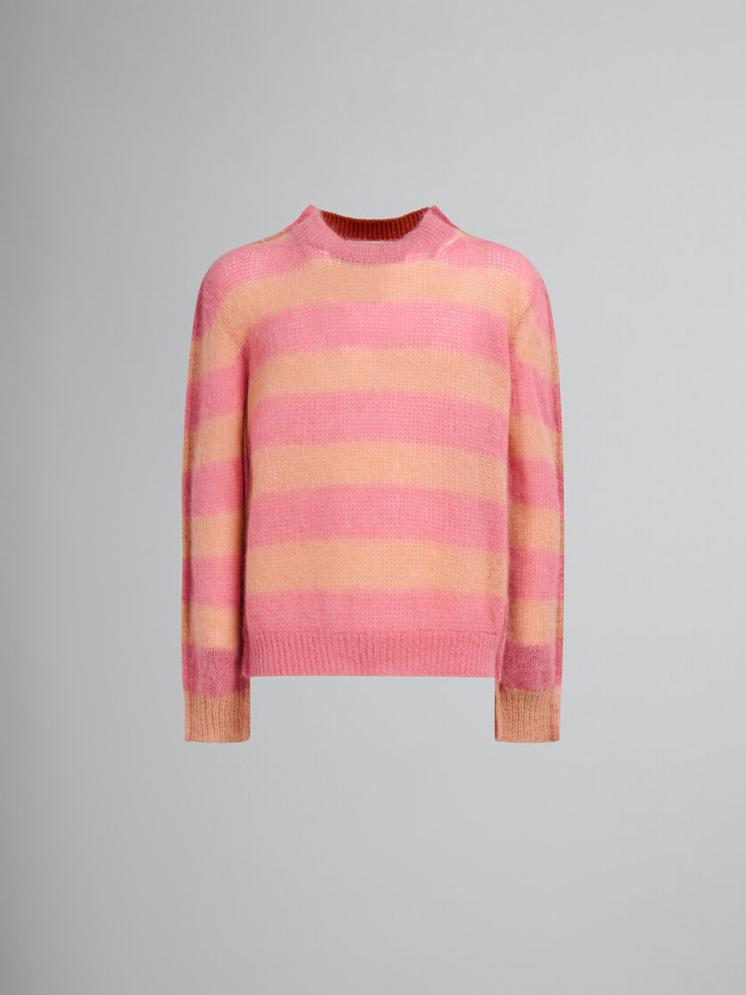 Green mohair and wool jumper with mixed stripes - Pullovers - Image 1