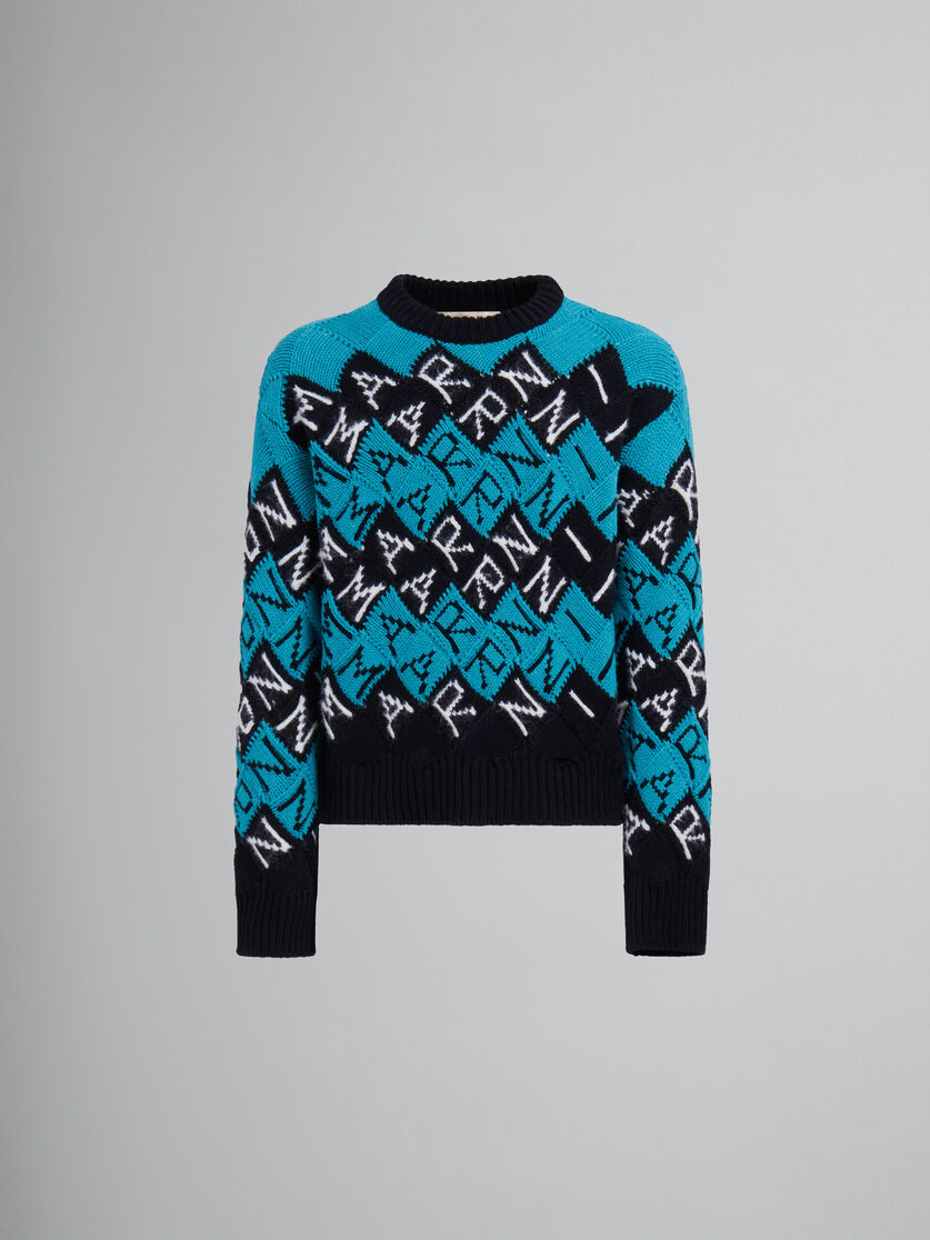 Blue and black wool Marni block jumper - Pullovers - Image 1