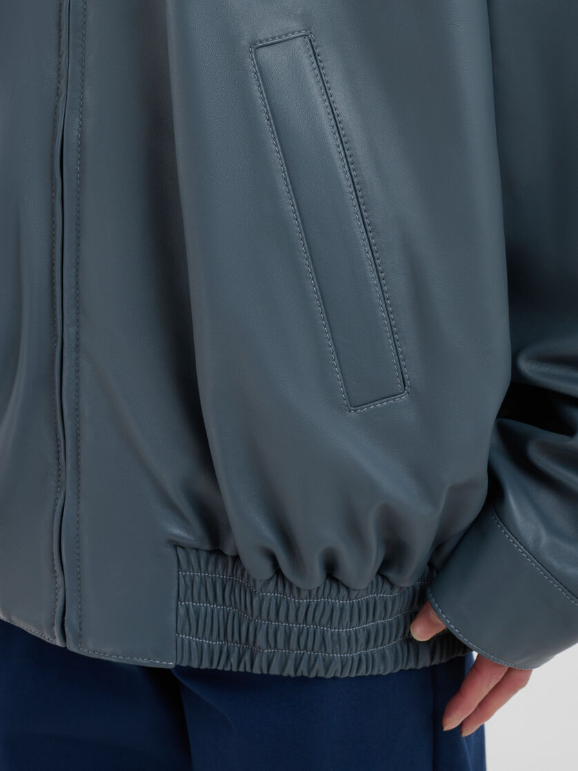Teal nappa leather bomber jacket - Jackets - Image 5