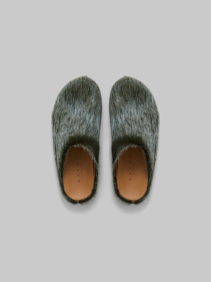 Blue-grey long hair calfskin Fussbett sabot - Clogs - Image 4