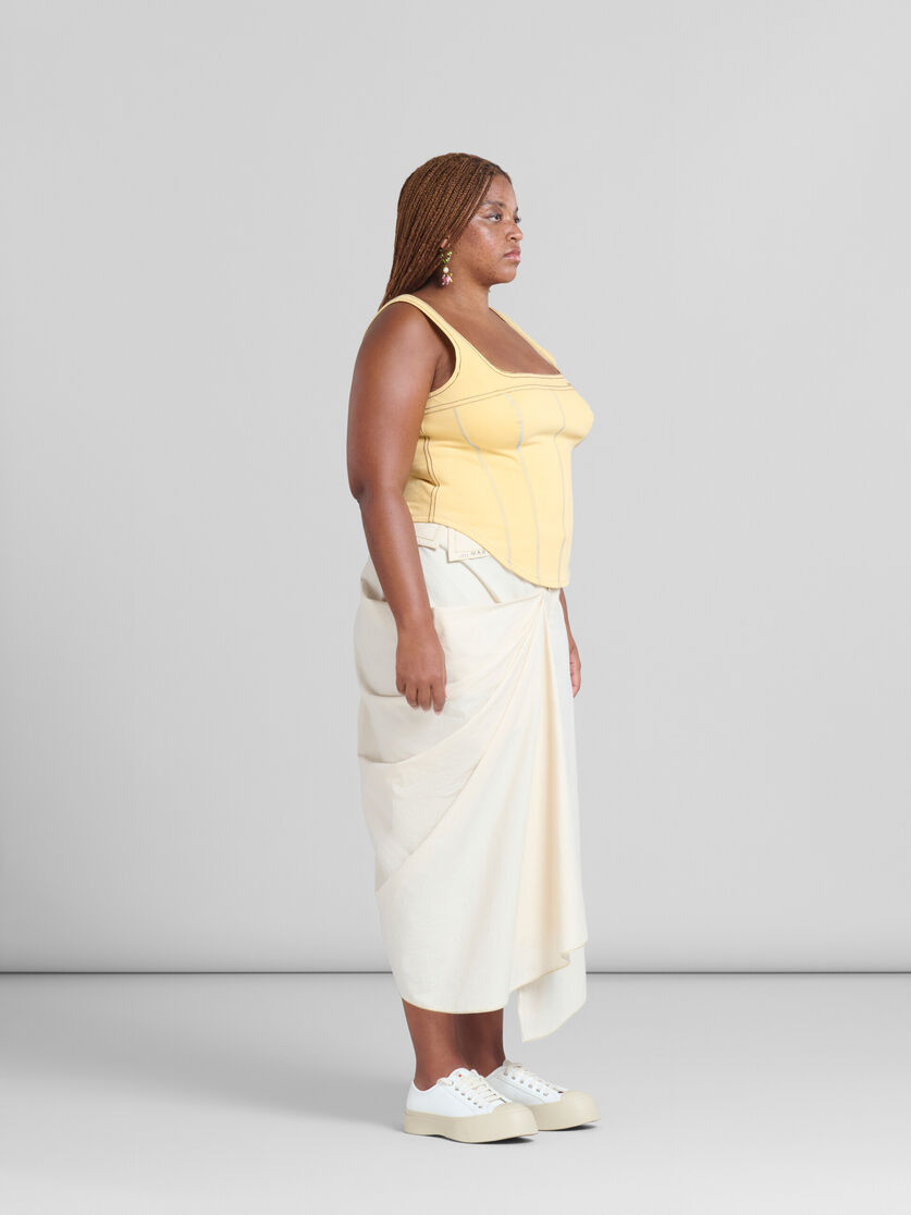 Light beige organic toile skirt with jacket lapels - Skirts - Image 5