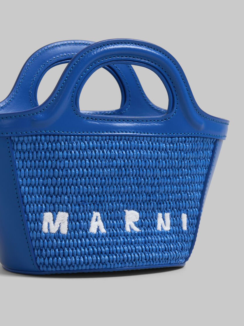 Tropicalia Micro Bag in light blue leather and raffia-effect fabric - Handbag - Image 5
