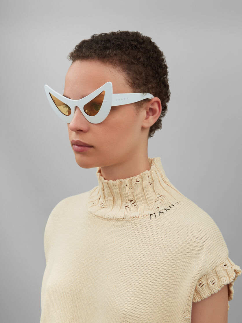 Char Dham white leather sunglasses - Optical - Image 2