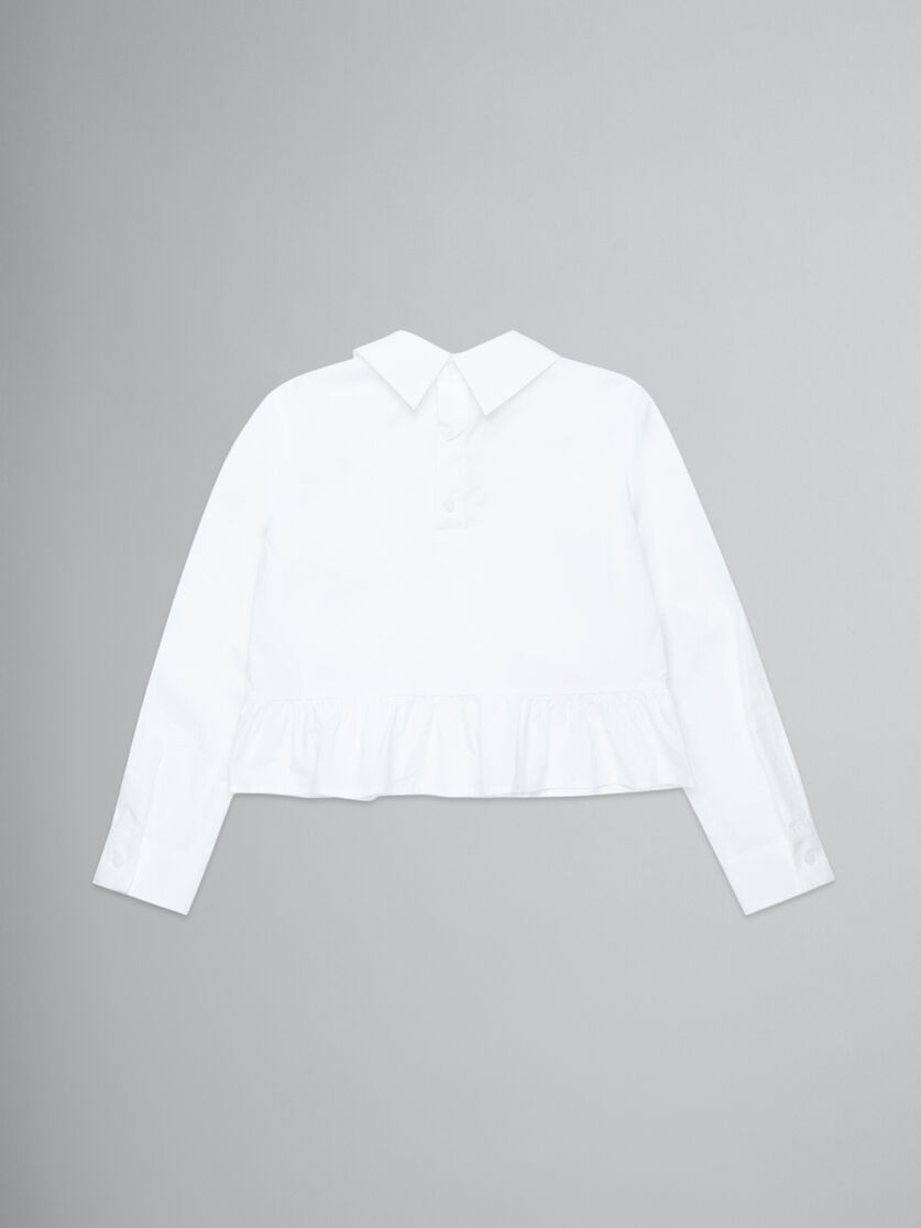 White poplin shirt with logo on collar - Shirts - Image 2