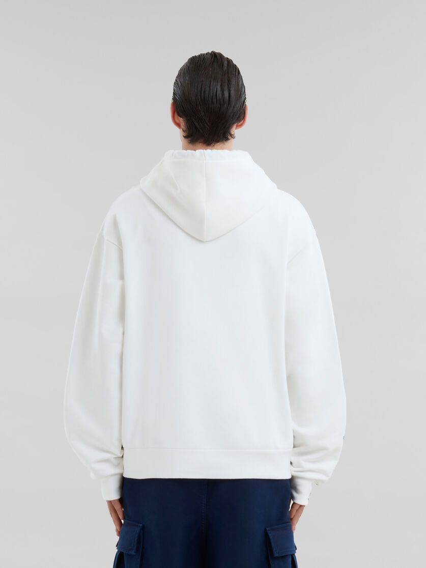 White organic cotton hoodie with Marni Scribble motif - Sweaters - Image 3