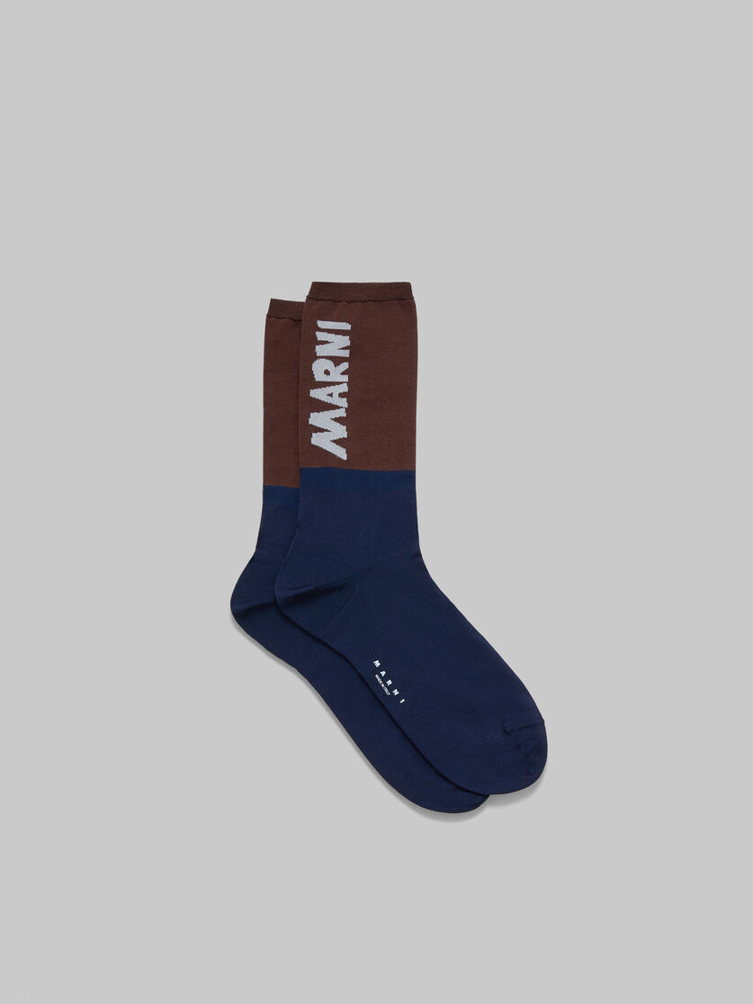 Brown and blue socks with Marni logo - Socks - Image 1