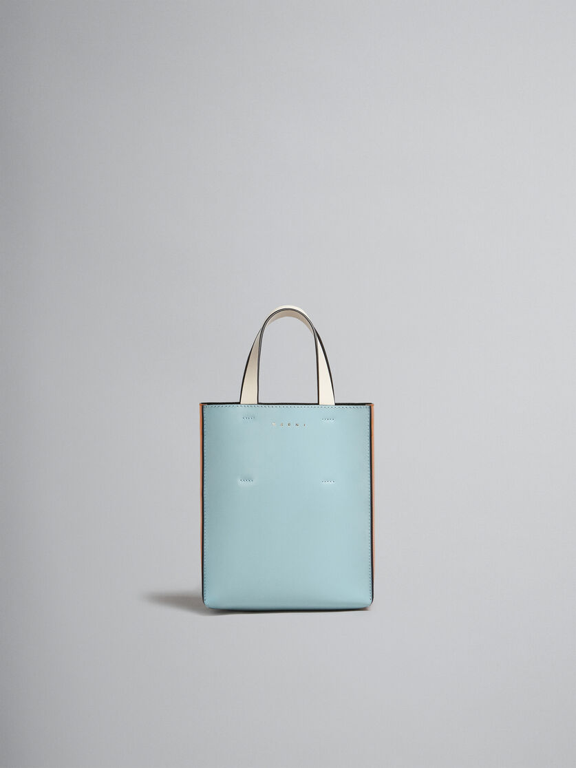 Bi-coloured MUSEO bag in shiny calfskin with shoulder strap - Shopping Bags - Image 1
