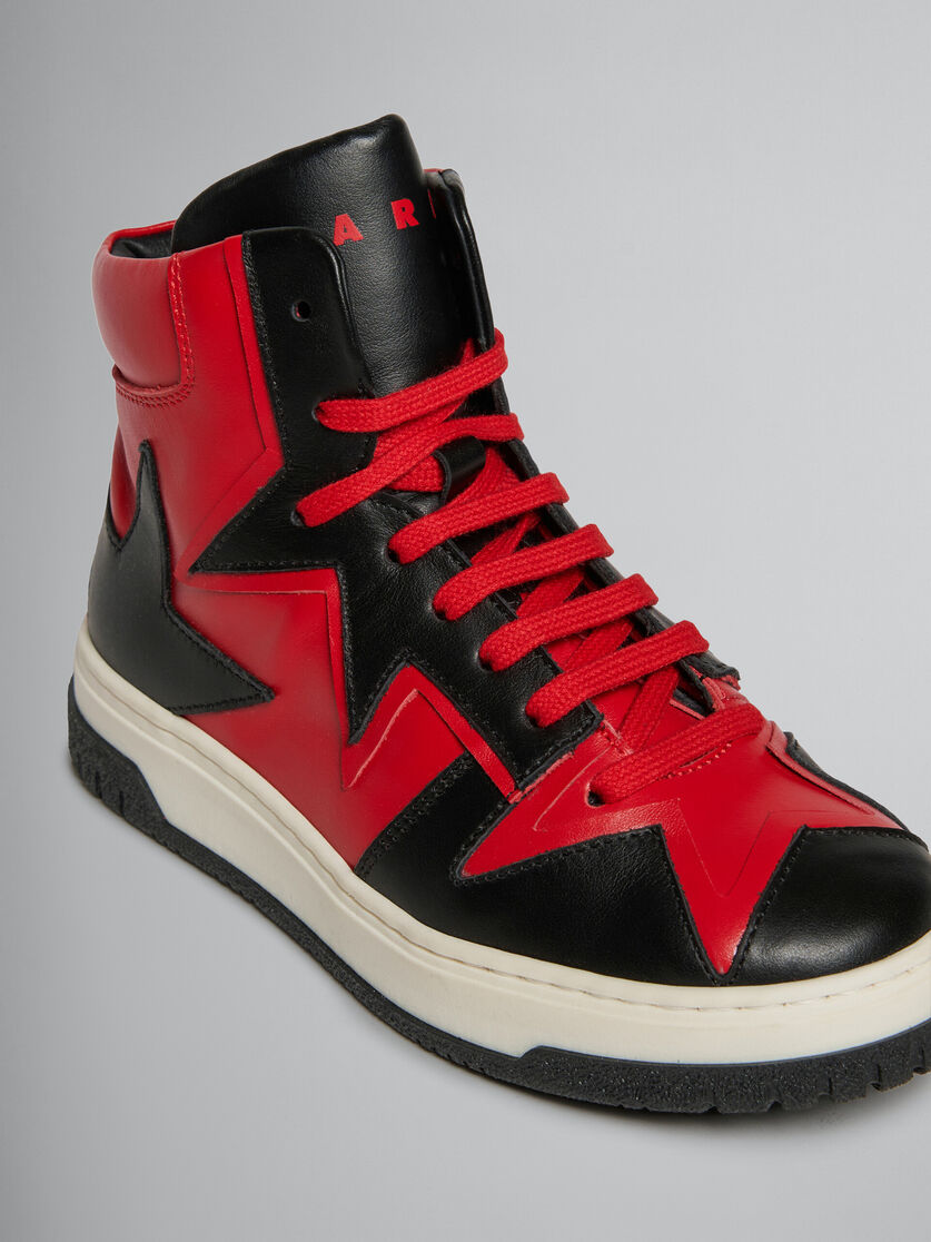 Sneaker alta in pelle rossa e nera - Sneakers - Image 4