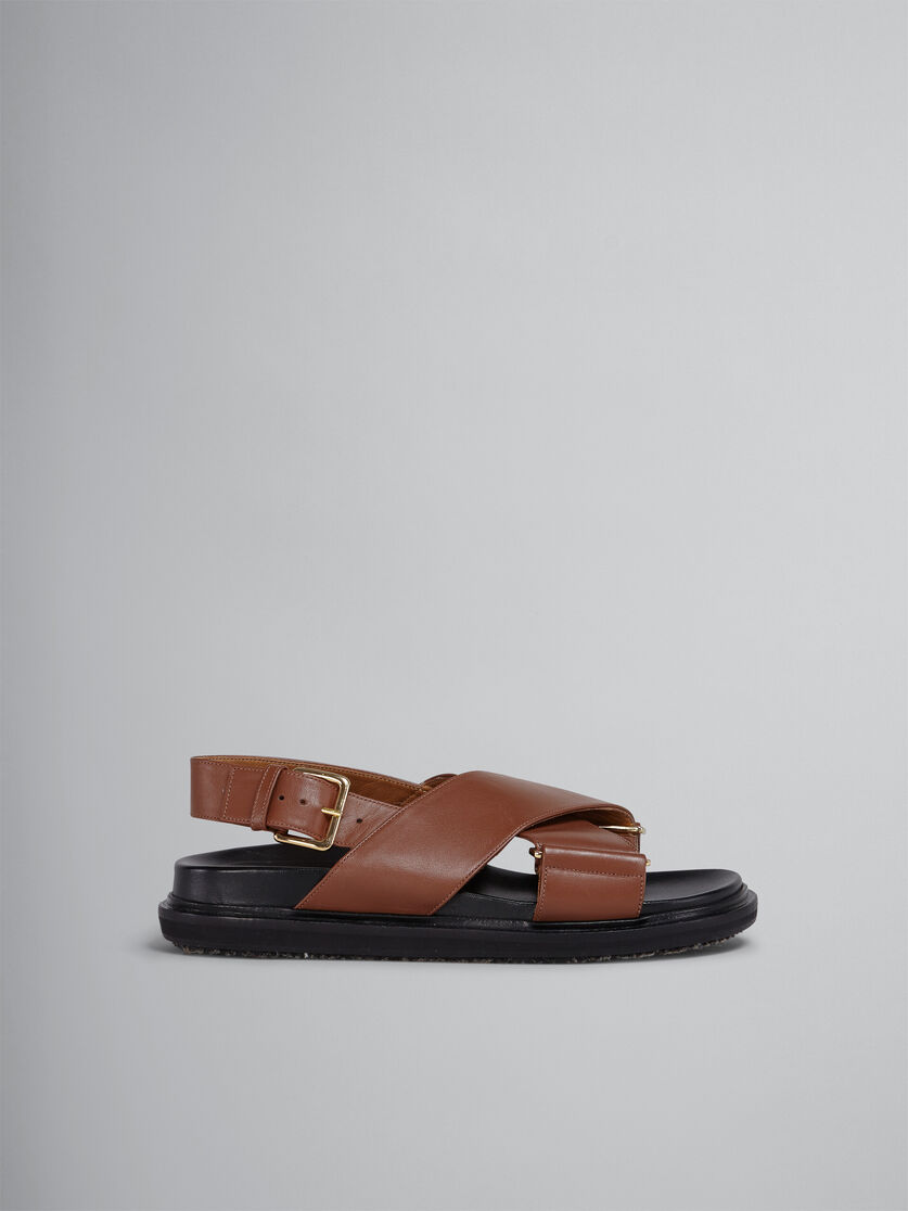 Braune Ledersandalen mit überkreuzten Riemchen - Sandalen - Image 1