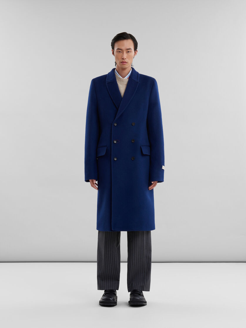 Blue felt double-breasted coat with Marni mending - Coats - Image 2