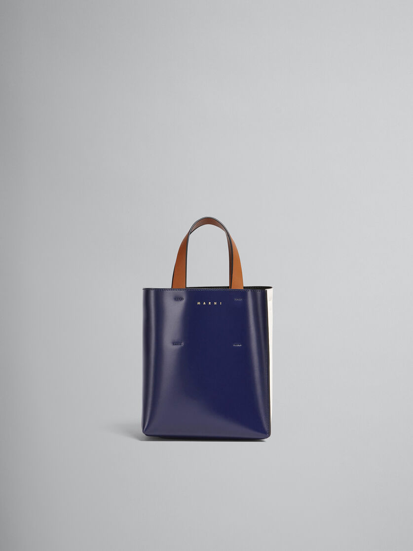 MUSEO bag mini in pelle blu e bianca - Borse shopping - Image 1