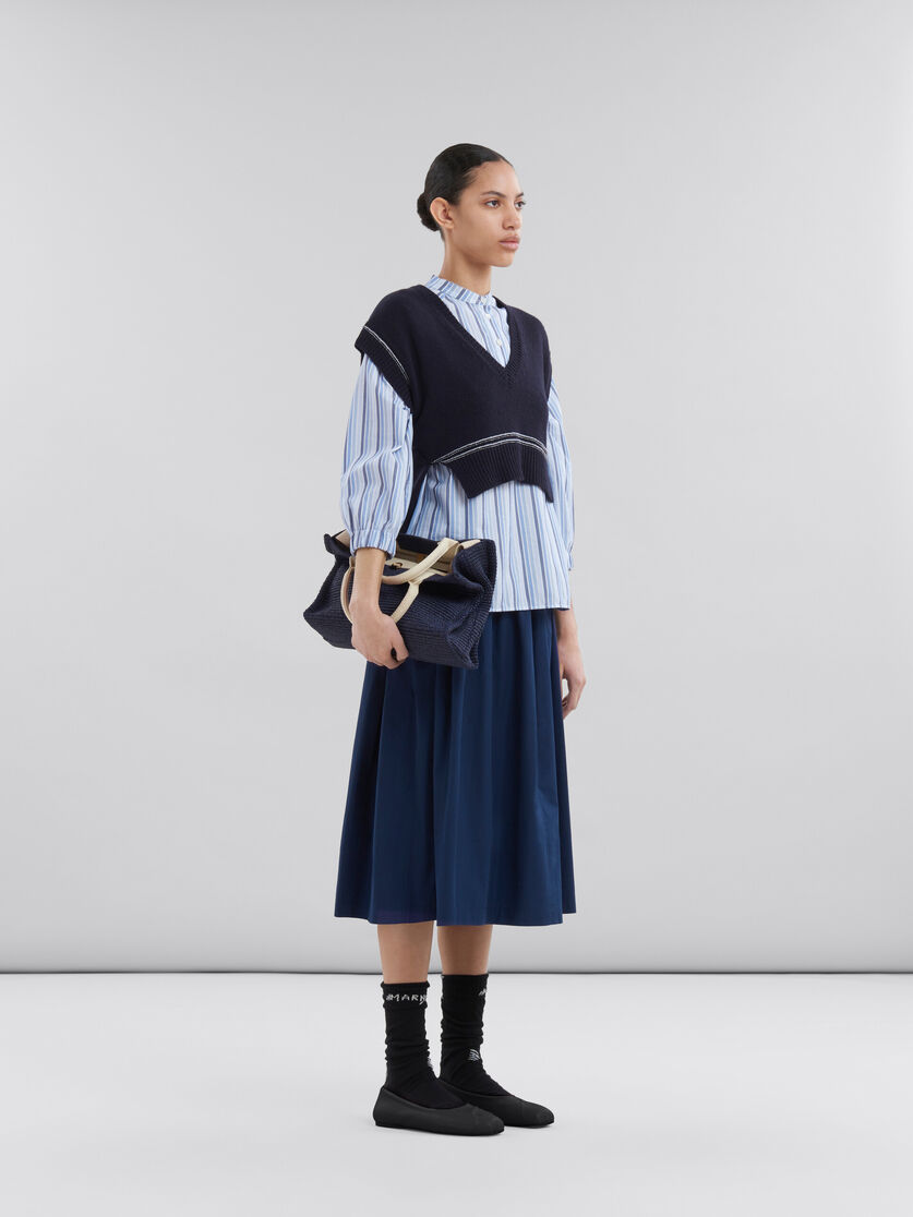 Navy virgin wool vest with Marni intarsia - Pullovers - Image 5