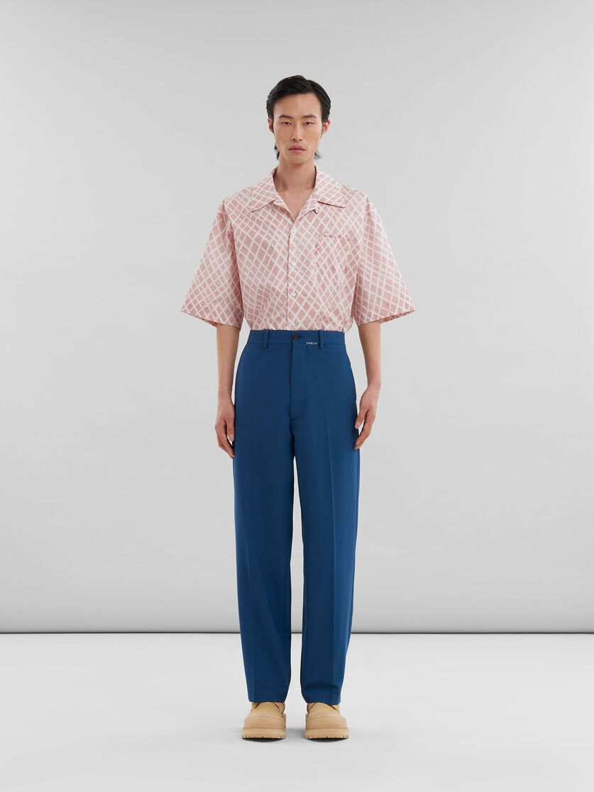 Pantalon en laine bleue avec logo effet raccommodé Marni - Pantalons - Image 2