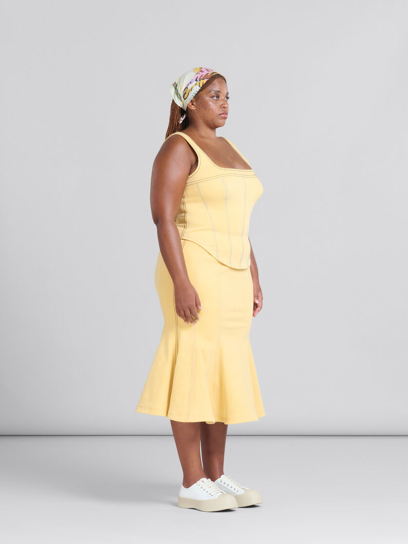 Yellow organic denim mermaid skirt with contrast stitching - Skirts - Image 5
