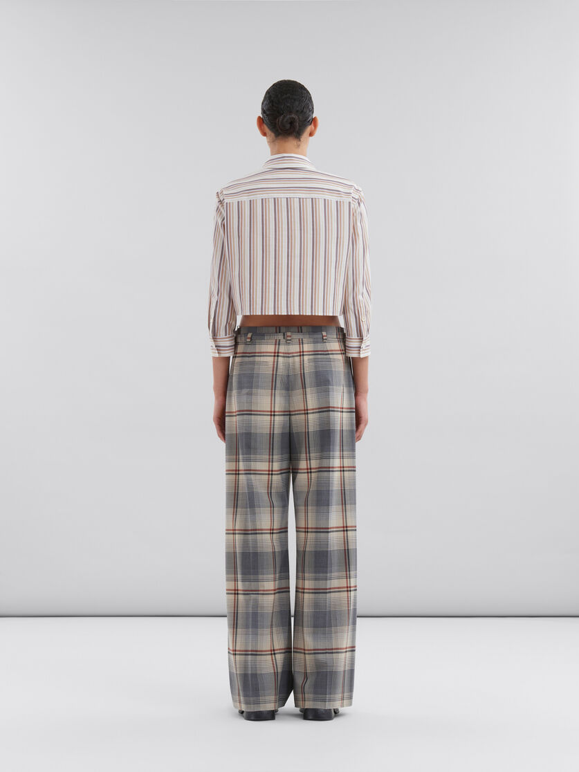 Pantaloni in lana a quadri grigi con cintura - Pantaloni - Image 3