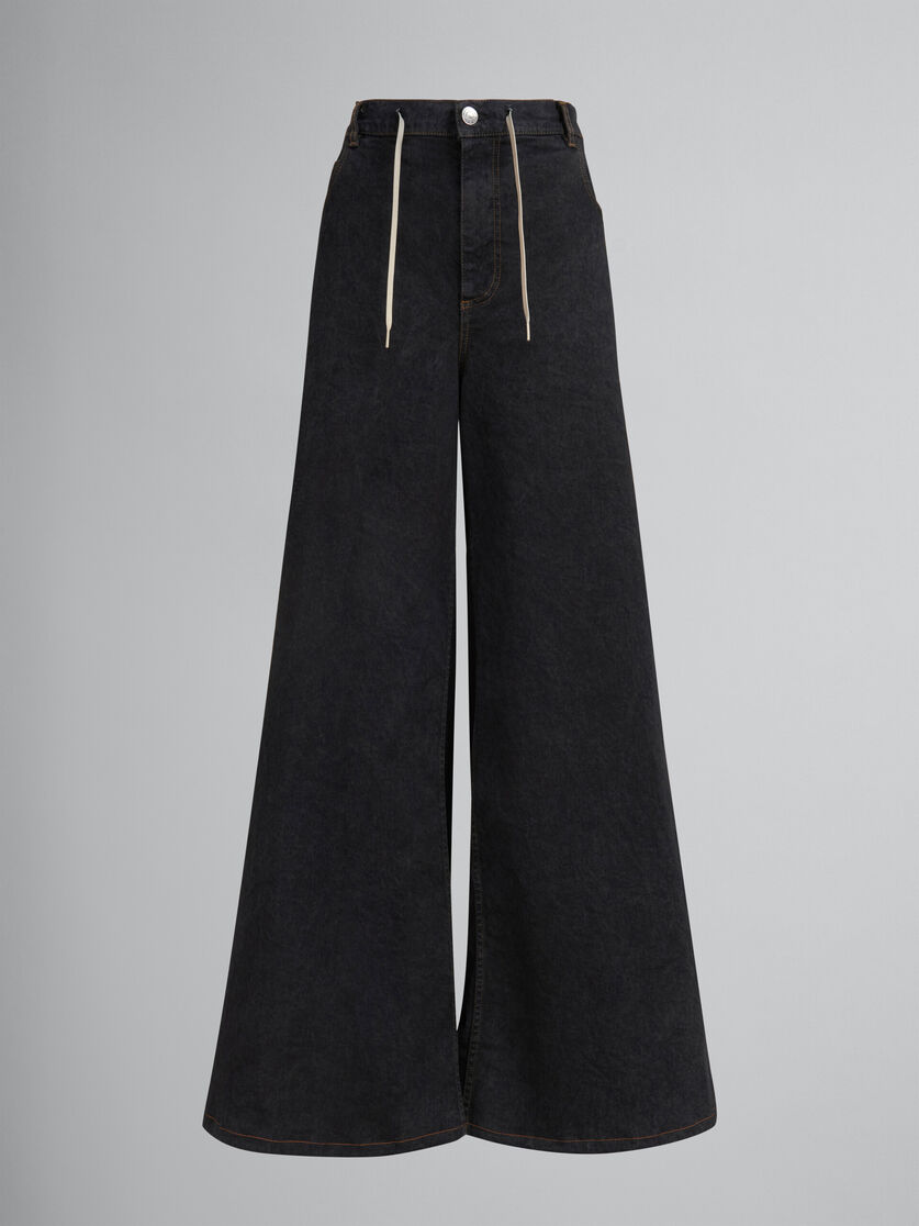 Vaqueros de pernera ancha negros de denim efecto mármol - Pantalones - Image 1