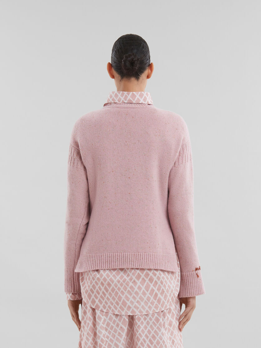 Pink Shetland wool jumper with Marni mending patches - Pullovers - Image 3