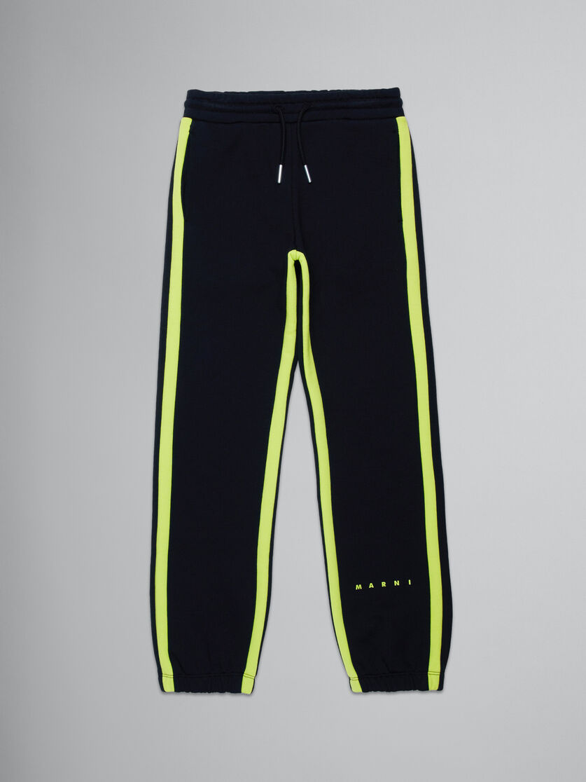 Green fleece jogger trousers with stripes - Pants - Image 1