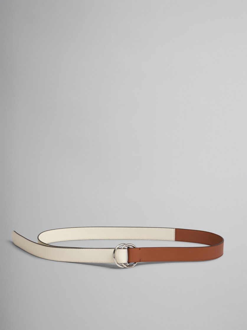 Black and blue leather belt with ring buckle - Belts - Image 1