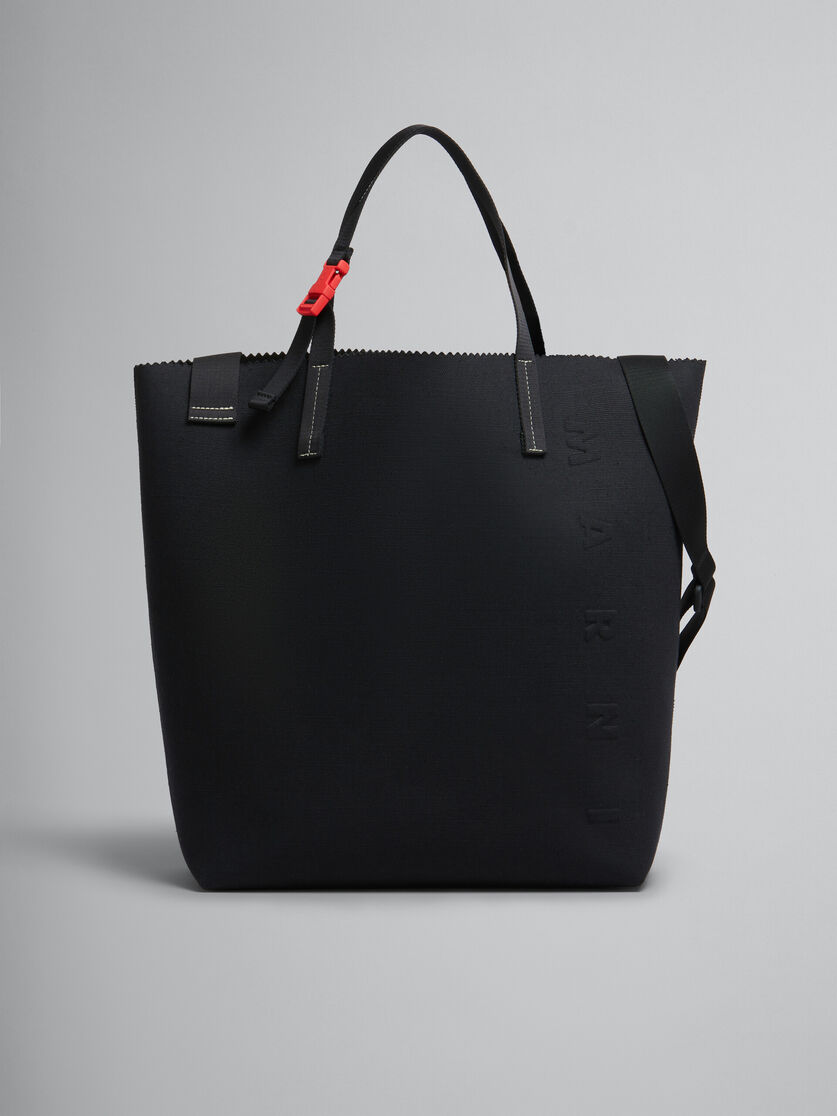 Tribeca Shopping Bag in tela nera con logo Marni in rilievo - Borse shopping - Image 1