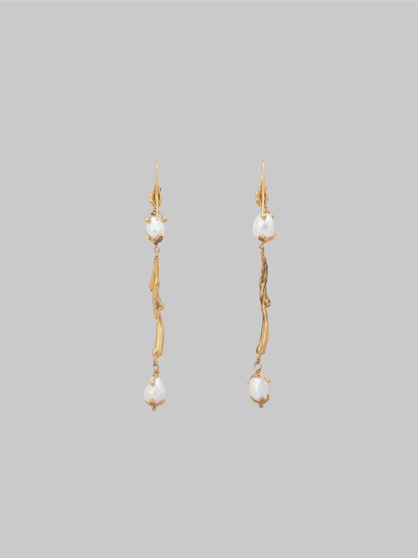 Gold dangle earrings with river pearls - Earrings - Image 3