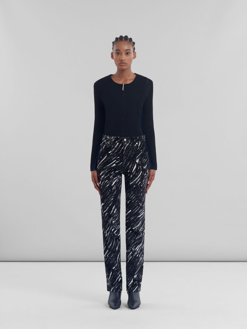 Black flocked jeans with Crayon print - Pants - Image 2