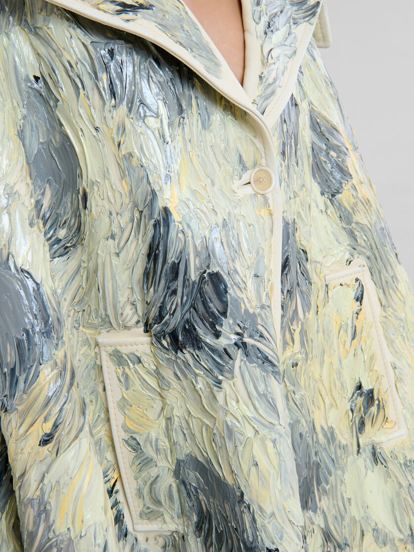 Hand-painted light yellow leather cape - Coats - Image 5