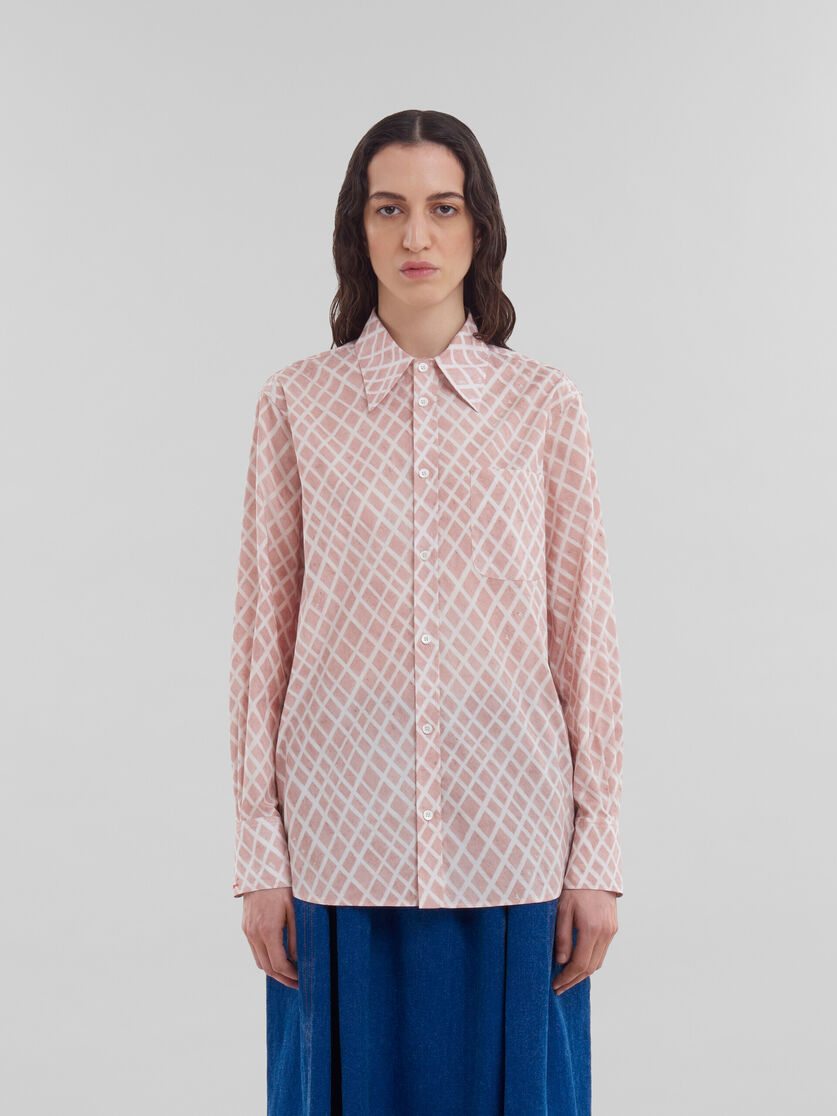 Pink poplin shirt with Landscapes print - Shirts - Image 2