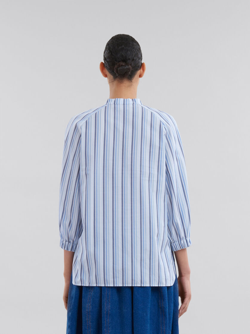 Blue striped poplin top with Mandarin collar - Shirts - Image 3