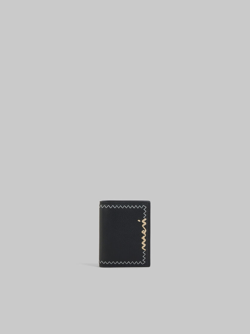 Black bi-fold leather wallet with Marni Mending - Wallets - Image 1