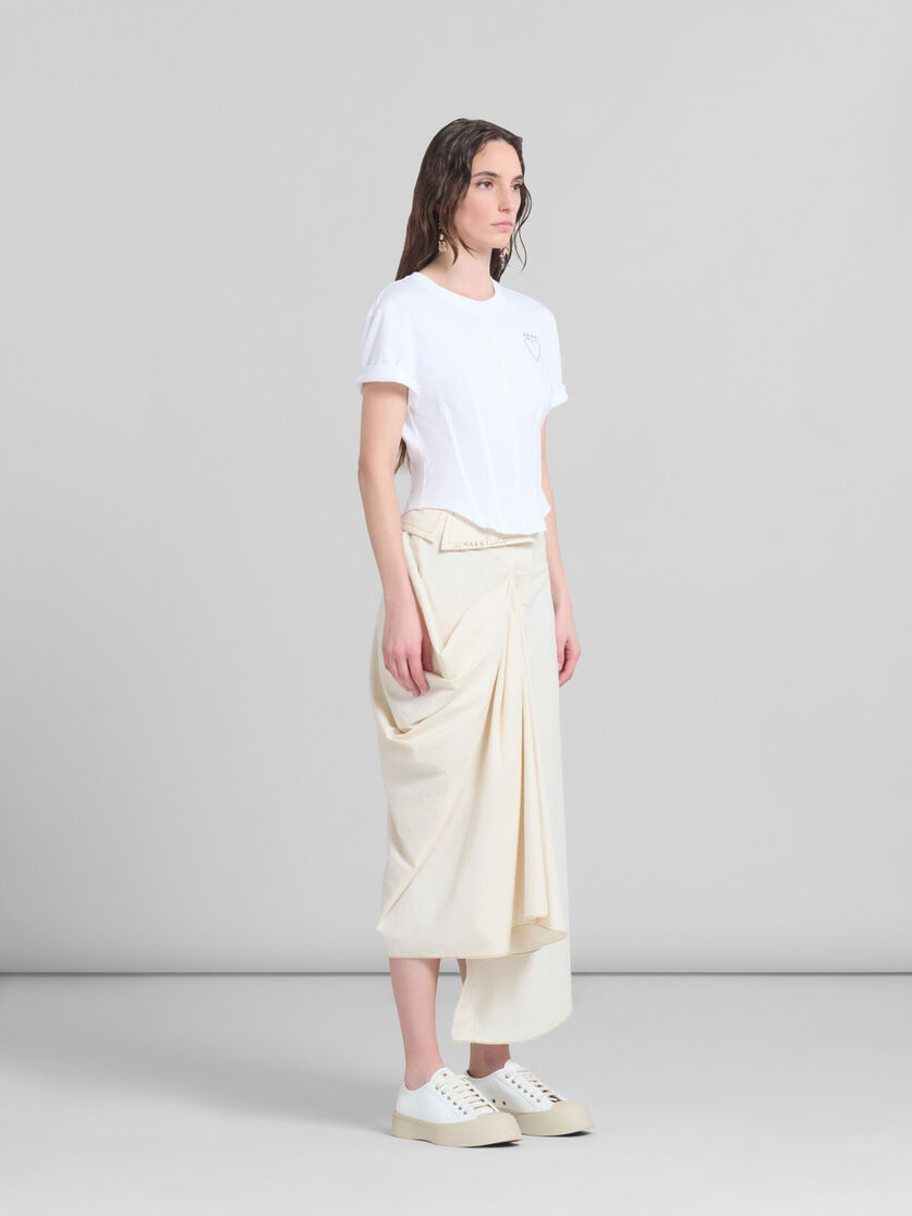 Light beige organic toile skirt with jacket lapels - Skirts - Image 6